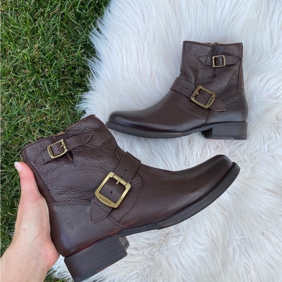 Frye harness brown low ankle boots booties 7.5 - Picture 1 of 4